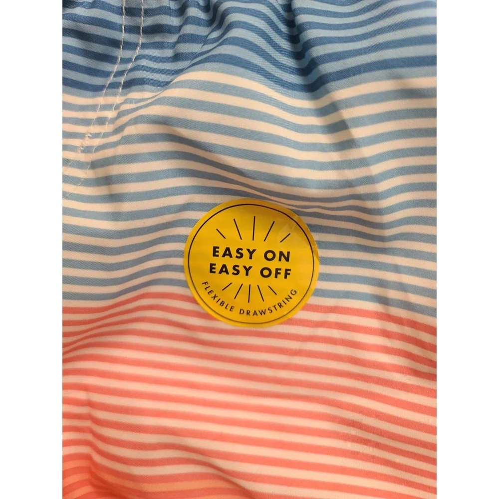 Cat & Jack Toddler Boys Blue Peach Ombre Striped Swim Trunks UPF 50+ 4T